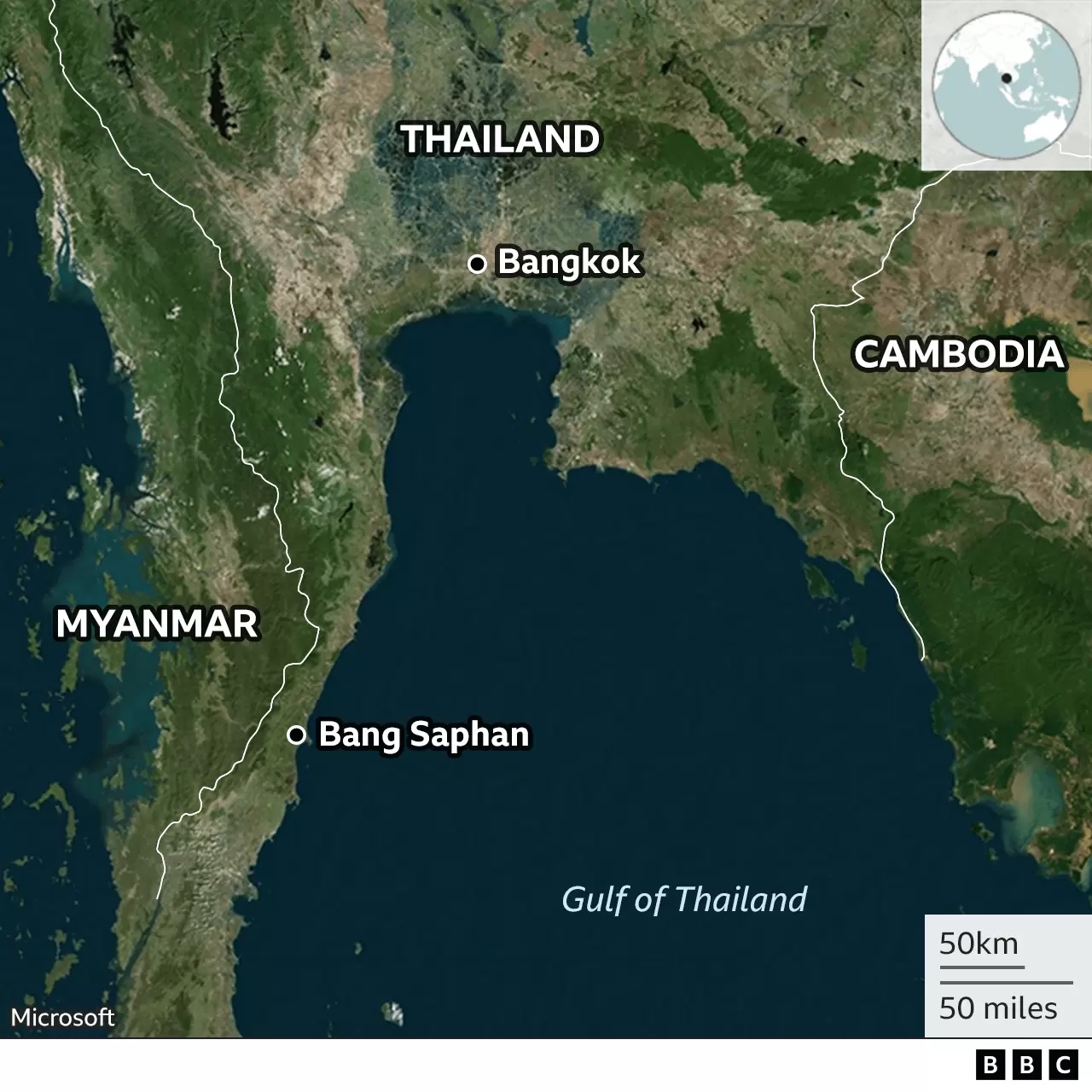 Search on in the Gulf of Thailand to find the remaining crew members of the capsized Thai Navy ship HTMS Sukhothai Image: BBC