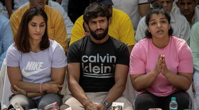 Wrestlers Sakshi Malik, Bajrang Punia, and Vinesh Phogat | Source: Express