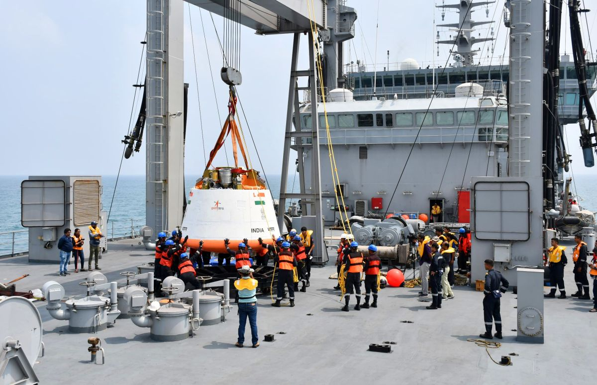 Gaganyaan Mission's Test Crew Module Recovered from the Sea - Image from ISRO