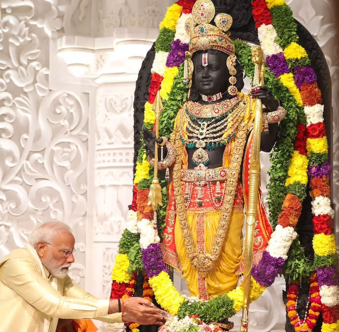 PM Modi during installation of Ram Lalla at Ayodhya