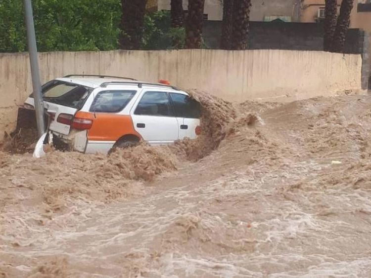 Several vehicles were swept away by torrents as rains continue to lash Oman since Sunday morning - Image Credit - Videograb Gulf News