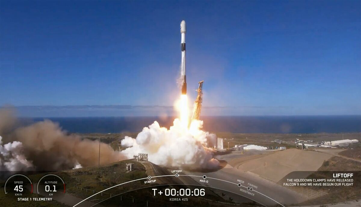 A SpaceX’s Falcon 9 rocket carrying a South Korean spy satellite takes off from Vandenberg Space Force Base, Calif on Dec 1 - Source - SpaceX